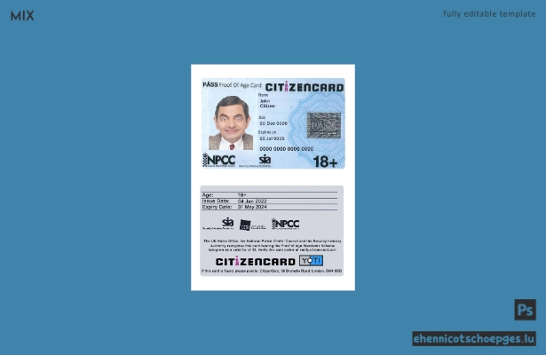 Britischer Pass, Altersnachweis, Citizencard Version 2, Beispielvorschau